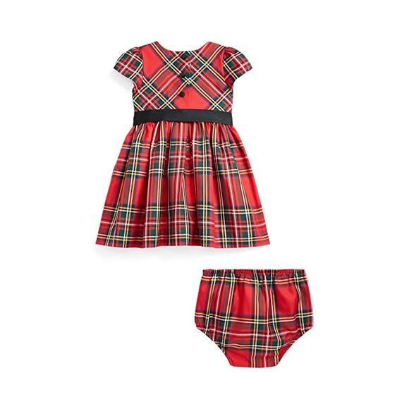 NWT Ralph Lauren Baby Girl's Plaid Print Fit & Flare Dress 2 Pec Set Size 6 M - Picture 2 of 14